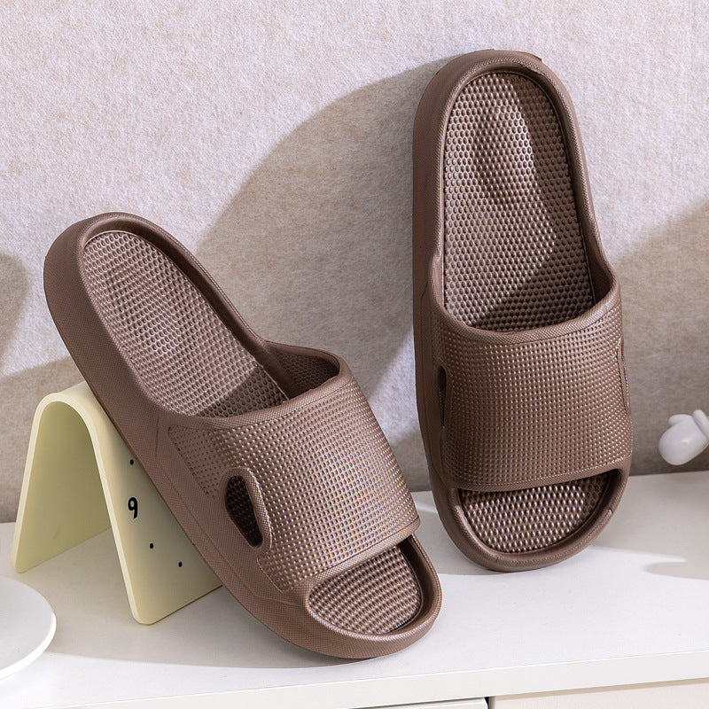 Solid Color Thick Bottom Home Slippers Summer Non-slip Floor Bathroom Slipper Women Men Couples Shoes - DropOnline.co