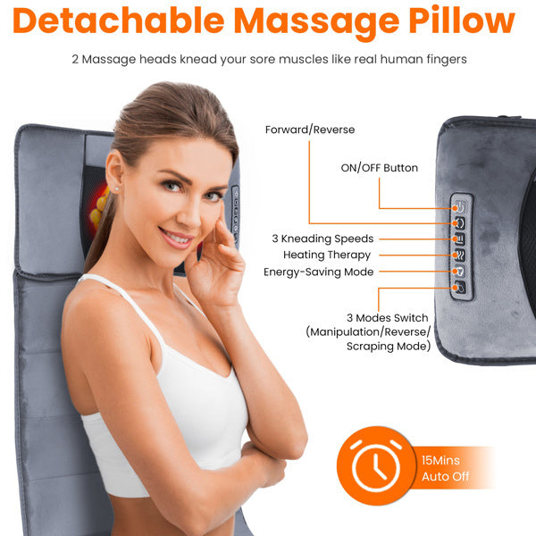 Full Body Electric Massage Cushion, Back Massage Mattress Chair Cushion With Neck Massage Pillow,With 10 Types Of Vibrating Motor Timers - DropOnline.co
