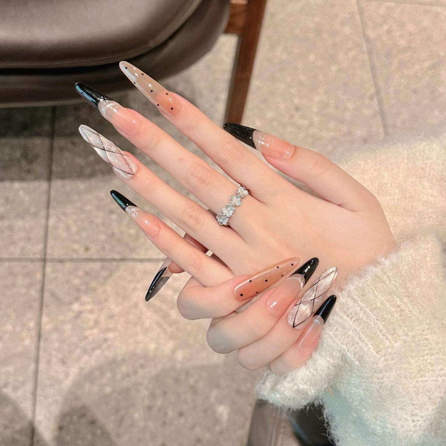 French Black Edge Classic Style Handmade Wearable Manicure - DropOnline.co