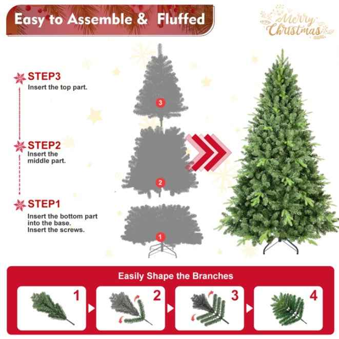 6ft Artificial Green Christmas Tree - 1339 PVC Hard Needle Mixed Branch Tips - DropOnline.co