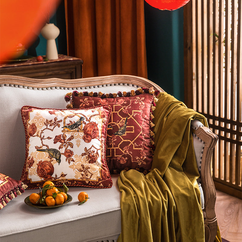 European-American Flower And Bird Christmas Pillowcase Bedside New Year Cushion - DropOnline.co