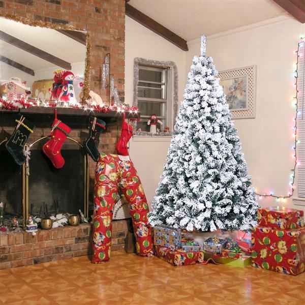 Green Flocking 6ft Christmas Tree - 750 Branches Automatic PVC Tree - DropOnline.co