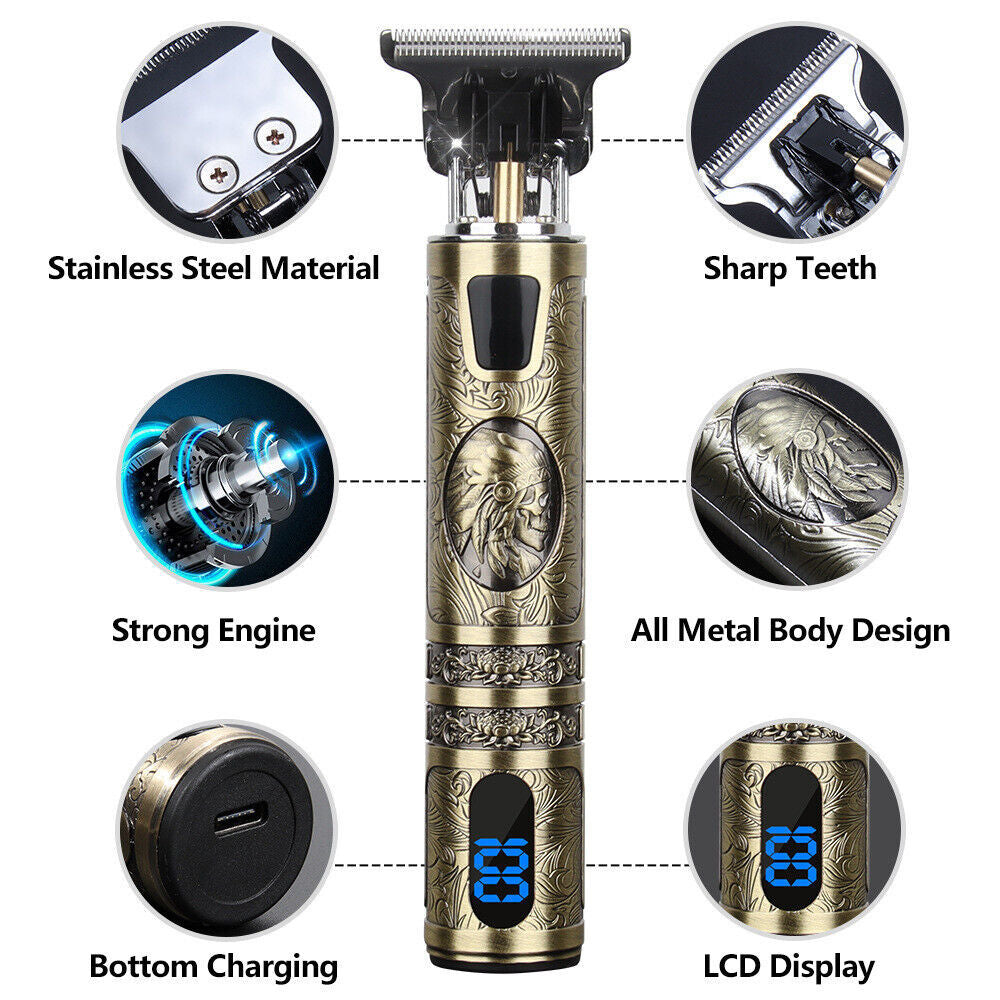 Beard Trimmer Hair Clippers Cordless Hair Cutting Kit Barber Shaving Machine For Men USB Rechargeable - DropOnline.co