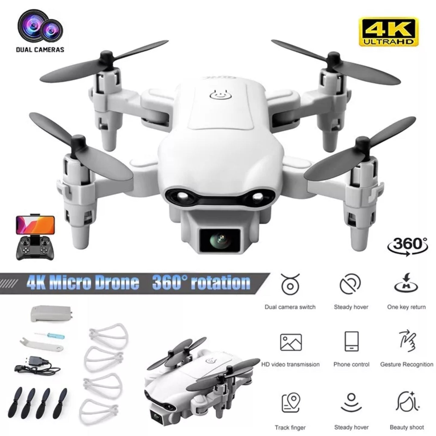 4DRC V9 Mini Drone for Kids - 720P HD Camera Foldable RC Quadcopter with 3 Batteries - DropOnline.co