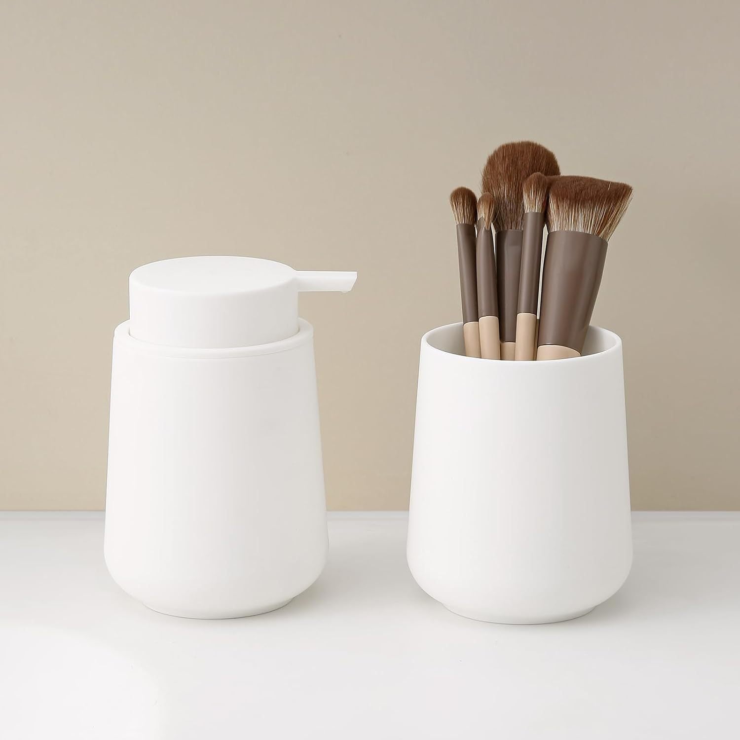 Matte Black Bathroom Accessories Set Plastic Soap Dispenser Toothbrush Holder Cup Soap Dish For Modern Bathroom Decor - DropOnline.co