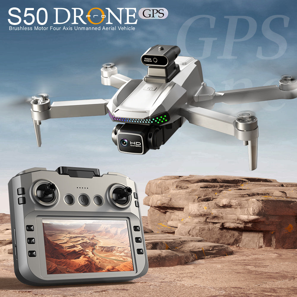 S50 PRO GPS Drone With 2 Batteries, 4.5-inch Large Screen Remote, Real-Time HD Camera, Obstacle Avoidance, Extended Flight Time - DropOnline.co