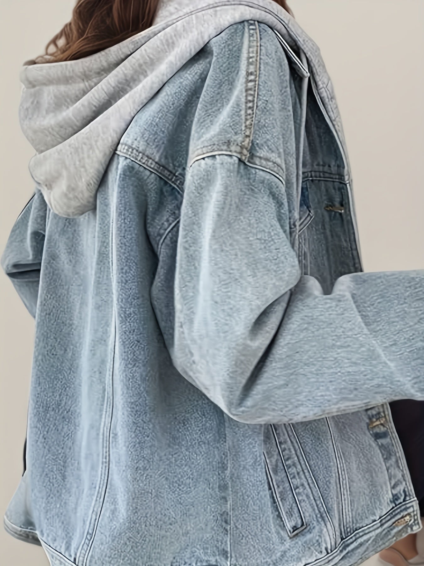 Women's Hooded Denim Jacket, Oversized Retro Denim Jacket, Elastic And Loose, Comfortable And Lightweight - DropOnline.co