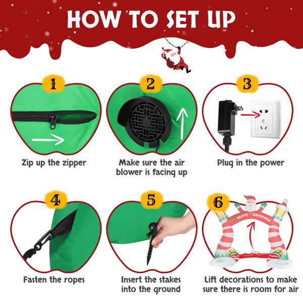 8.9ft Christmas Inflatable Arch with 7 LED Lights - Holiday Entrance Decoration