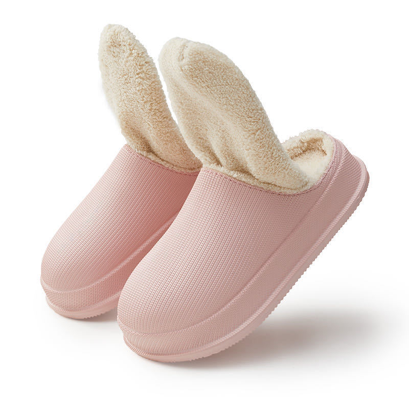 EVA Autumn And Winter Poop Feeling Plus Size Couple Waterproof Non-slip Warm Home Cotton Slippers - DropOnline.co