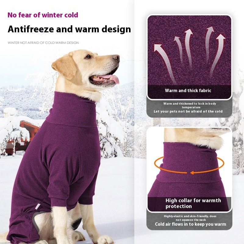 Dog Four-Legged Clothes - High Collar Warm Cold-Proof Polar Fleece Winter Coat - DropOnline.co
