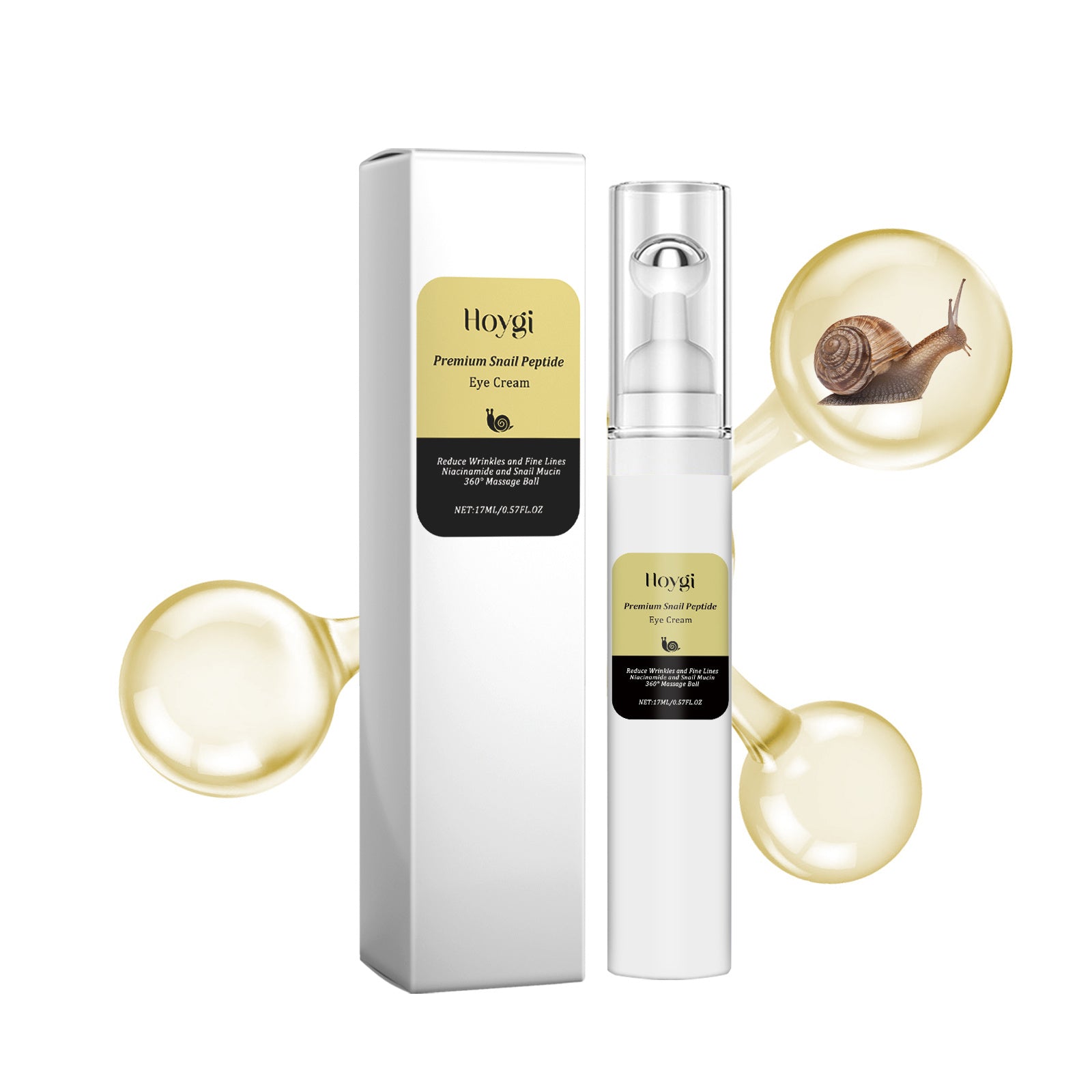 Hoygi Snail Peptide Eye Cream Firms And Fades Puffiness And Fine Lines Eye Roller Massage Eye Cream - DropOnline.co