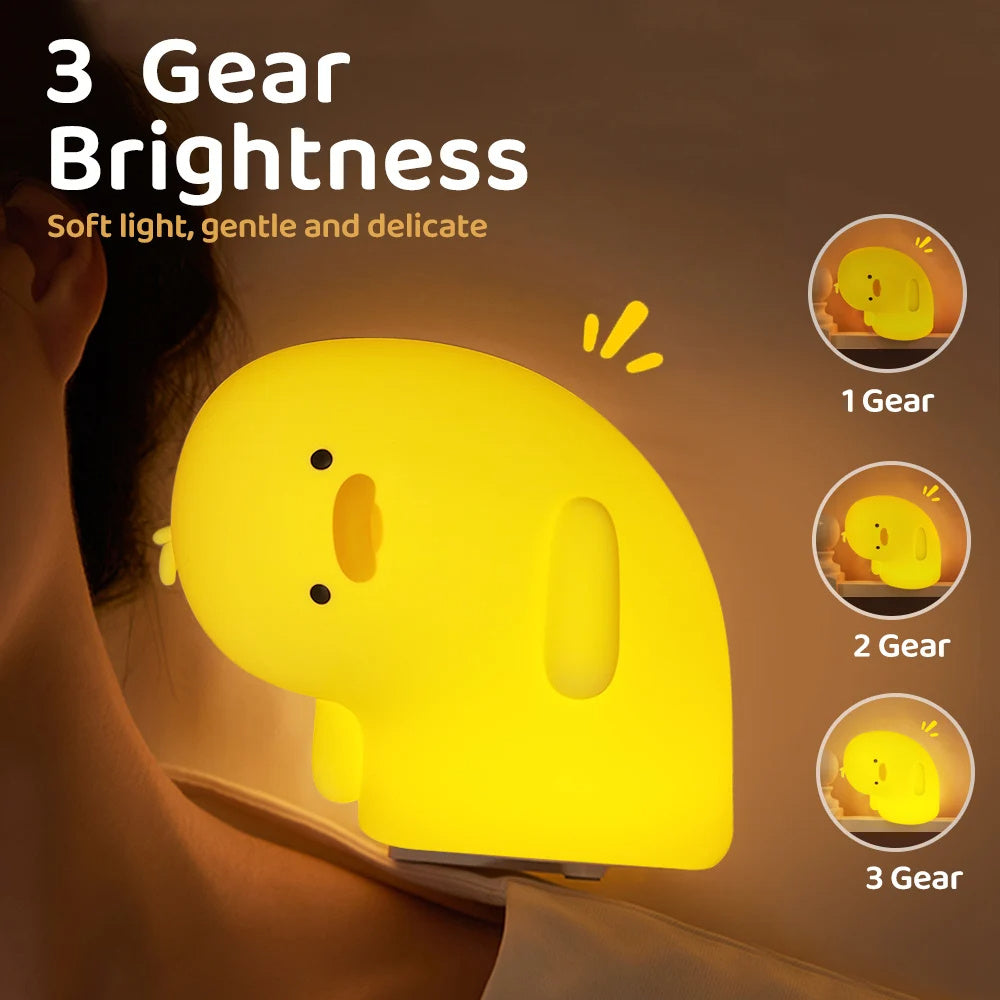 Cute Duck LED Night Light - USB Rechargeable Silicone Lamp Touch Soft Mood Light for Children - DropOnline.co