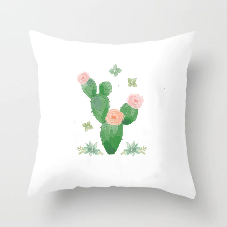 Soft Cactus Print Throw Pillow Cushion Cover - DropOnline.co