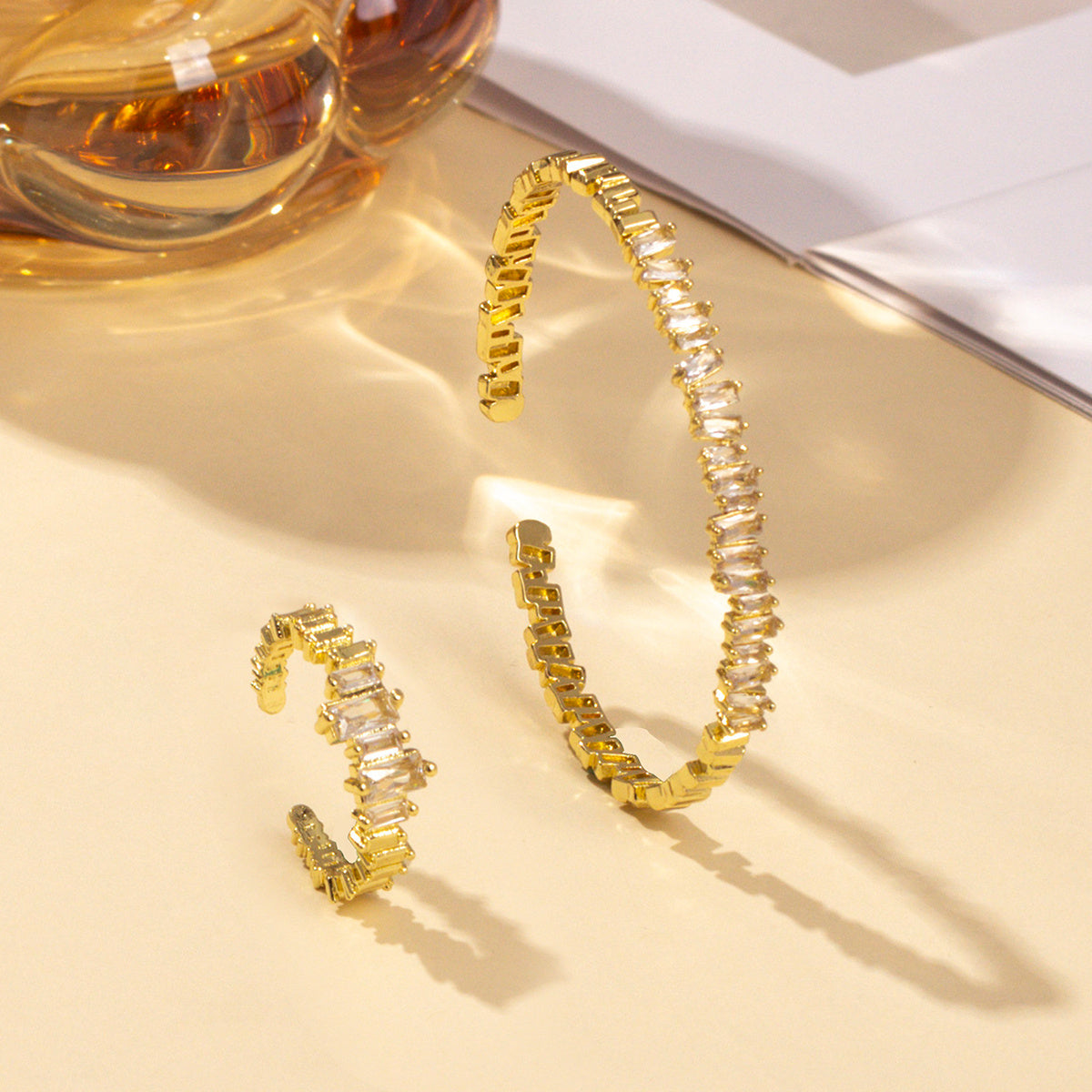 2pcs Fashionable Women's Cubic Zirconia Decorative Wristband, Irregularly Inlaid With Open Wristband Rings, Suitable For Matching With Daily Clothing - DropOnline.co