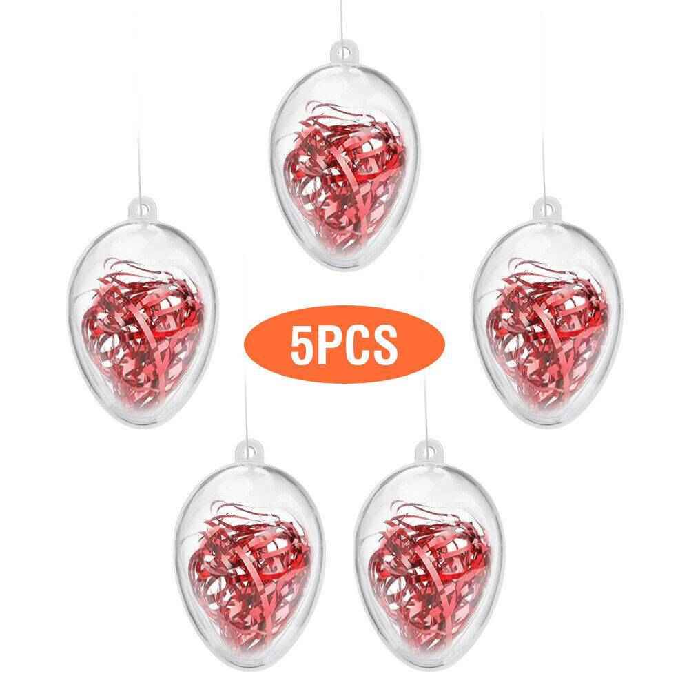 5 PCS Clear Plastic Christmas Balls - Fillable Sphere Xmas Tree Ornament Baubles - DropOnline.co