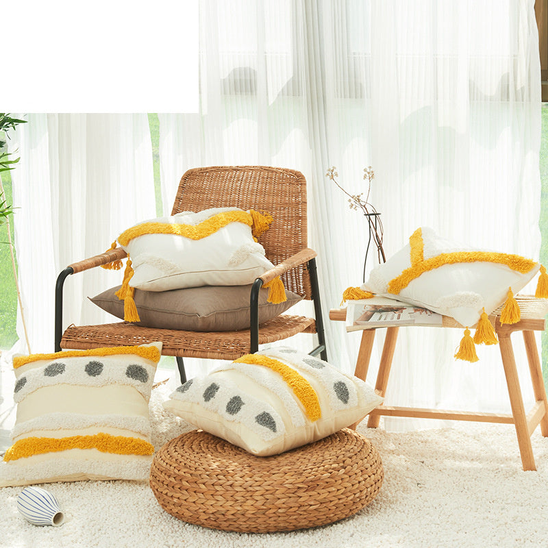 Nordic Moroccan Embroidered Geometric Cushion Cover - DropOnline.co