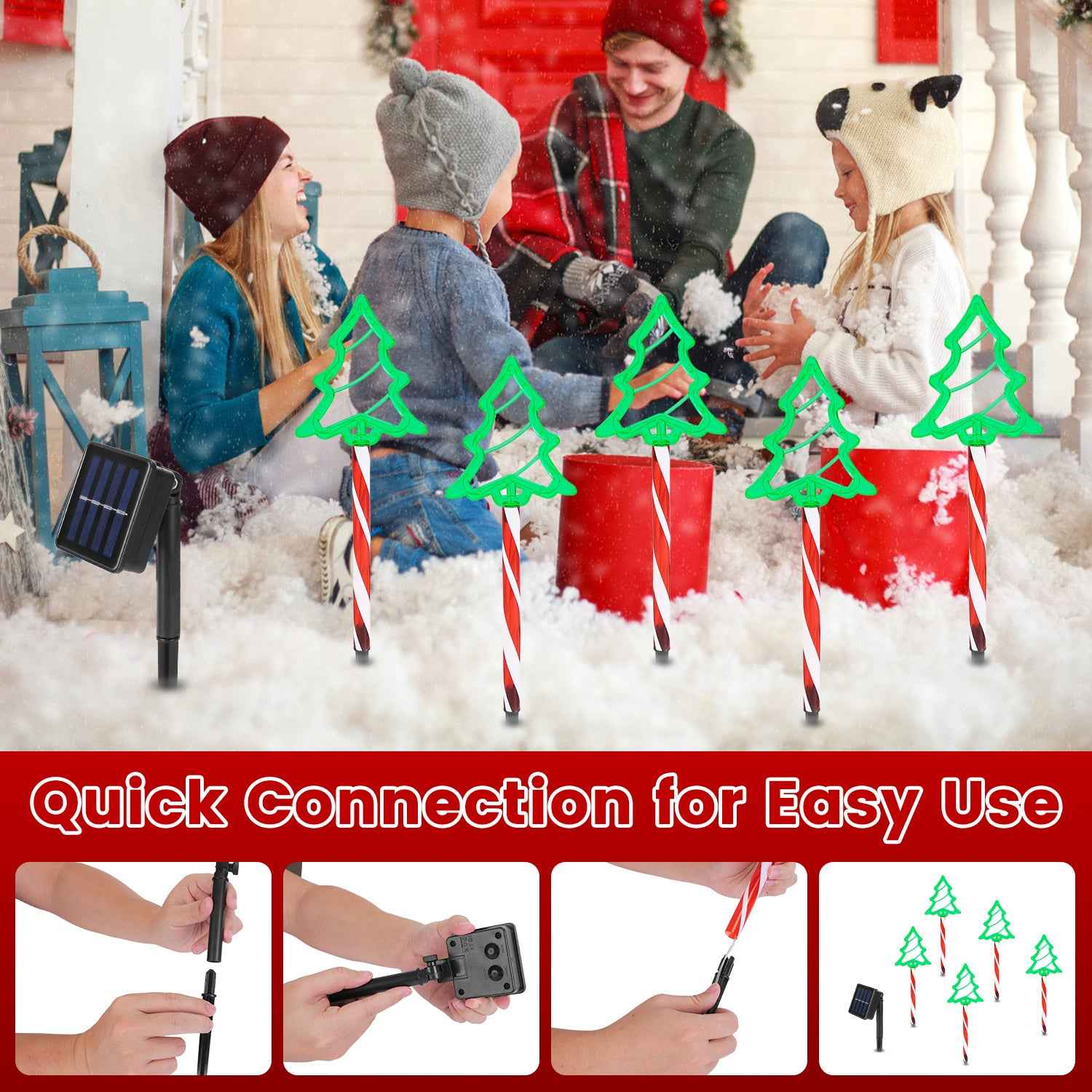 Christmas Outdoor Pathway Lights - 5 Pack LED Stake Lights with 8 Modes IP44 Waterproof - DropOnline.co