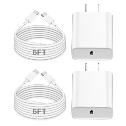 For Apple Phone Fast Charger 2Pack Type C Fast Charger Plug Adapter 6ft USB - C To Lightning Cable Cord For Apple Phone 16 1514 13 13 Pro 12 Pro 12 Max 11 Xs Max XR X SE, IPad, AirPods - DropOnline.co