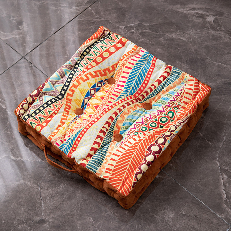 Square Fat Cushion Printing Thick Hip Pad Cushion Ethnic Style Cushion - DropOnline.co