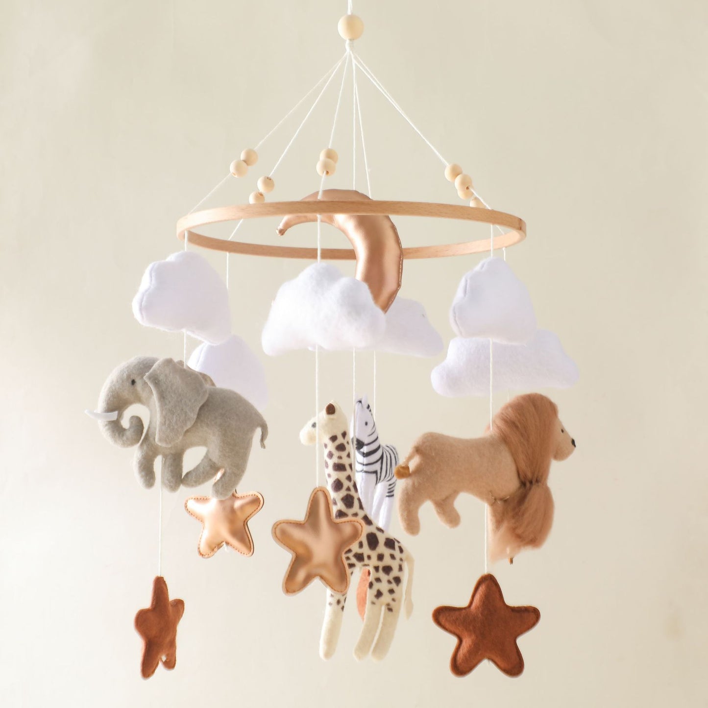 Room Hand-eye Coordination Decoration Wind Chimes Crib Felt Forest Animal Cloud Moon Bed Bell - DropOnline.co