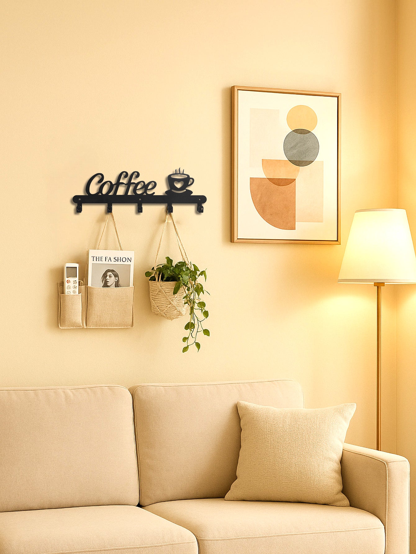 Metal Coffee Mug Holder Rack Wall-Mounted With Hooks For Cups & Coats - DropOnline.co