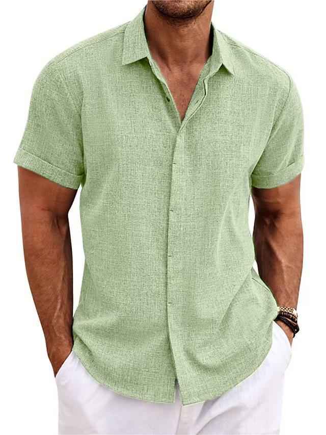 Men's Solid Color Loose Linen T-Shirt - Short Sleeve Casual Tee