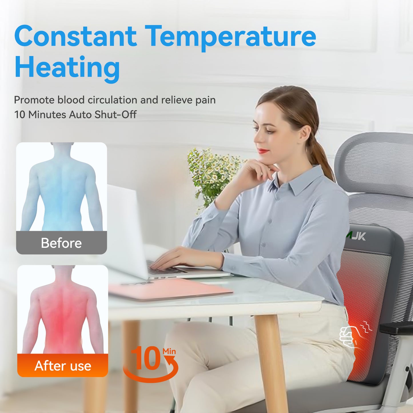 Short Walk Cushion Massager, Kneads And Heats The Waist And Back, Suitable For Office And Home Use, Portable Multi-functional Massage Device - DropOnline.co