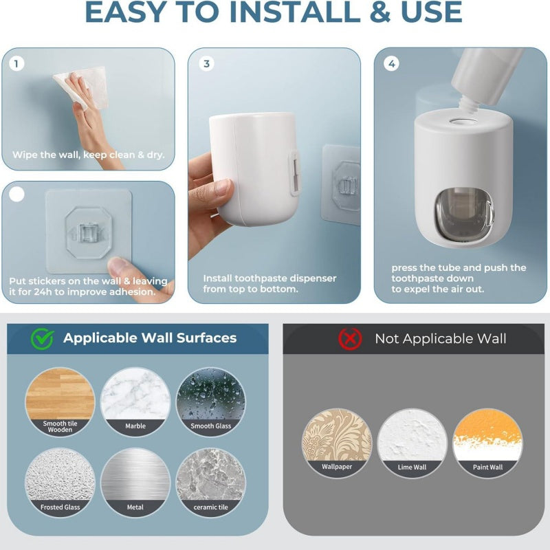 Bathroom Home Dormitory Automatic Wall Mounted Toothpaste Dispenser - DropOnline.co