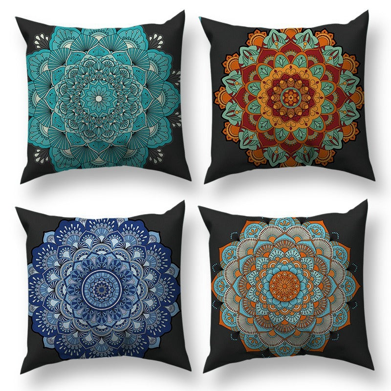 Short Plush Pillowcase Bohemian Ethnic Style Short Plush Material Sofa Cushion Cover - DropOnline.co