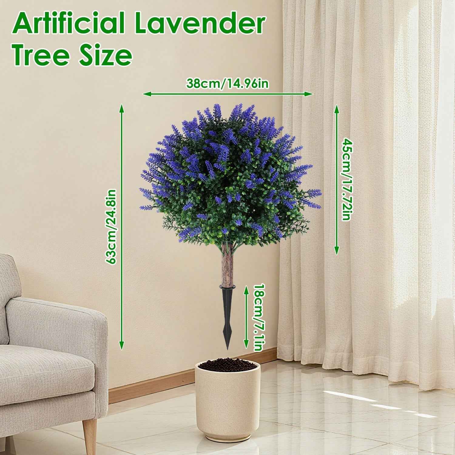 2 Packs Artificial Lavender Topiary Ball Trees - UV Resistant with Ground Spike - DropOnline.co