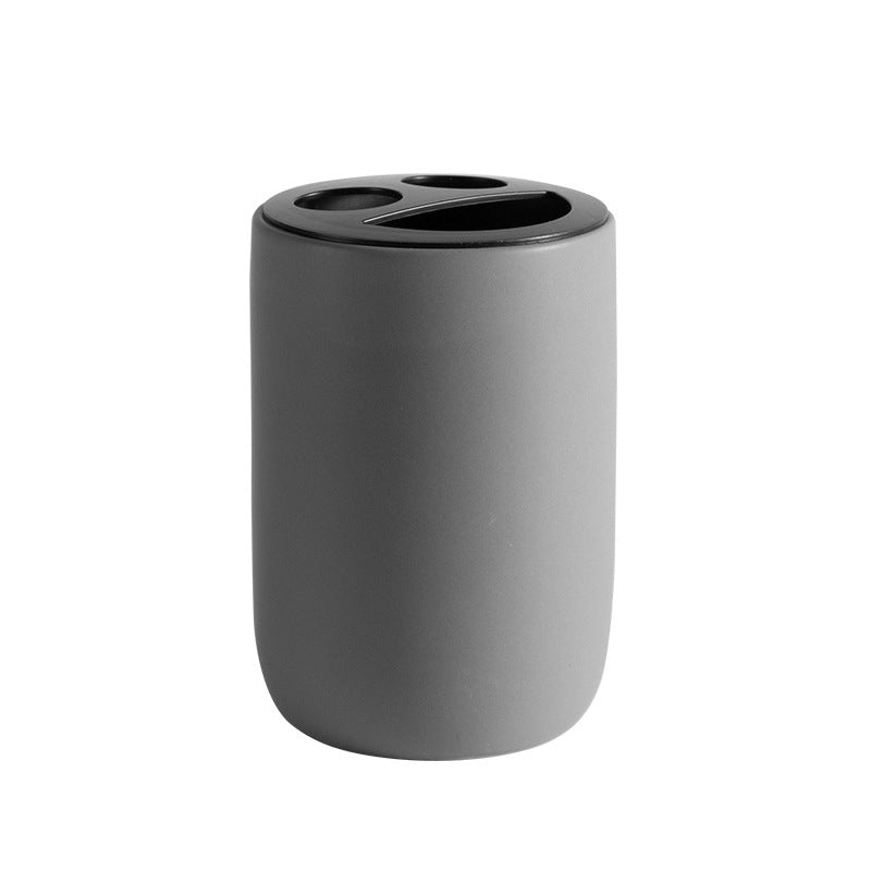 Matte Black Bathroom Accessories Set Plastic Soap Dispenser Toothbrush Holder Cup Soap Dish For Modern Bathroom Decor - DropOnline.co