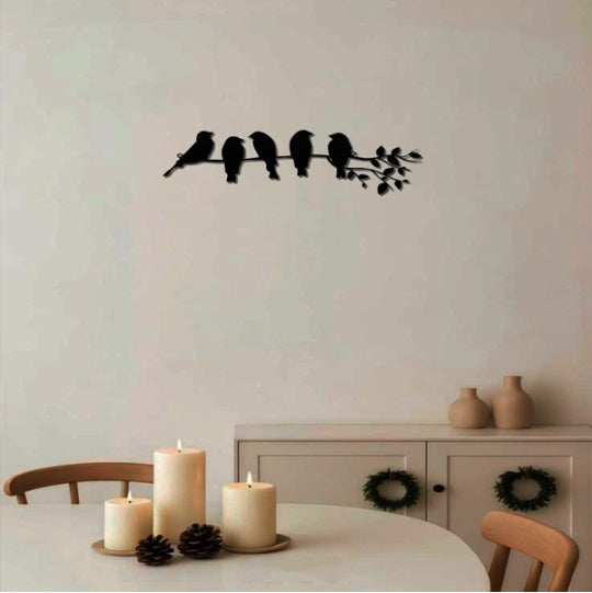 1PC Fashionable Metal Bird Wall Art - Bird On The Branch Wall Ornament. The Leaves With Birds Sculpture Wall Decor Is A Fashion - Forward Metal Wall Hanging, Keeping Your Decor On - Trend.Decorative S - DropOnline.co