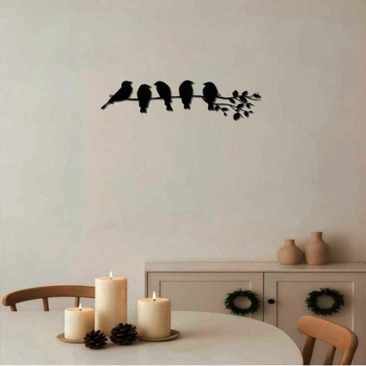 1PC Fashionable Metal Bird Wall Art - Bird On The Branch Wall Ornament. The Leaves With Birds Sculpture Wall Decor Is A Fashion - Forward Metal Wall Hanging, Keeping Your Decor On - Trend.Decorative S - DropOnline.co