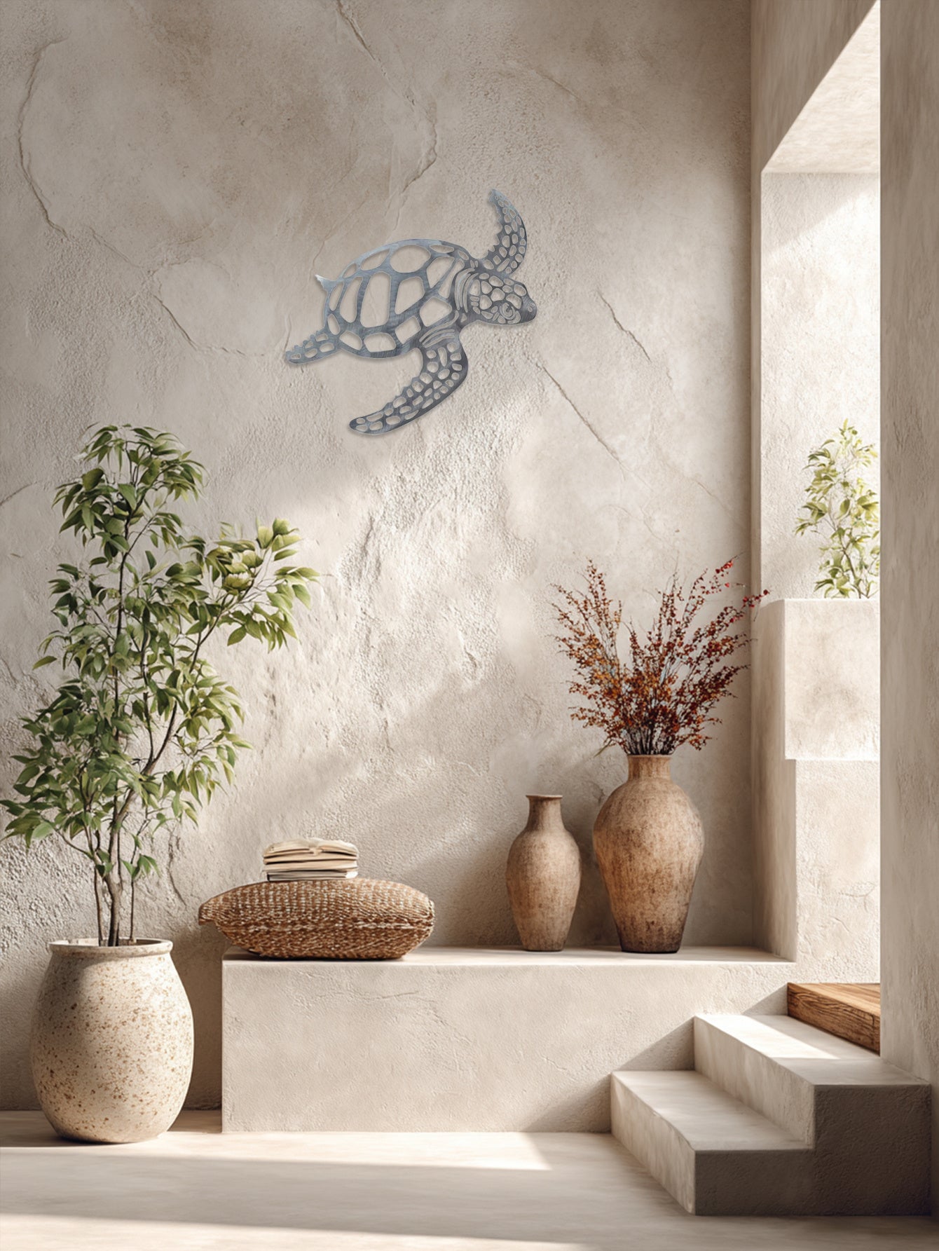 Rustic Sea Turtle Metal Wall Decor - Coastal Beach House Bathroom Accent - DropOnline.co