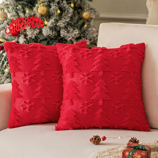 Plush Snowflake Christmas Tree Living Room Sofa Cushion Holiday Party Decoration Pillowcase - DropOnline.co