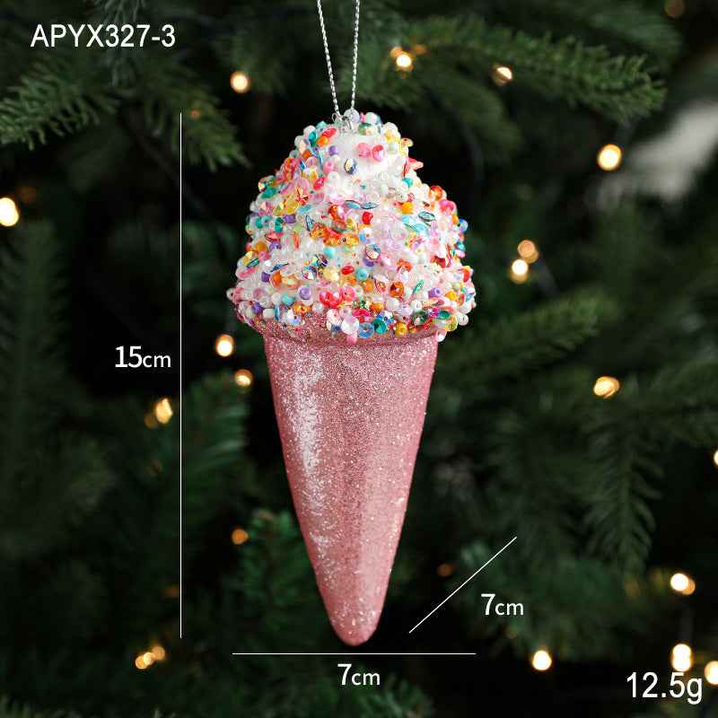 Creative Foam Ice Cream & Mushroom Christmas Tree Ornaments - Pastoral Style Pendants - DropOnline.co