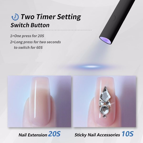 UV For Gel Nails, Mini U V LED Nail Light Handheld, With Bracket, Portable Nail Dryer, Rechargeable USB Wireless, For Fast Drying, Black - DropOnline.co