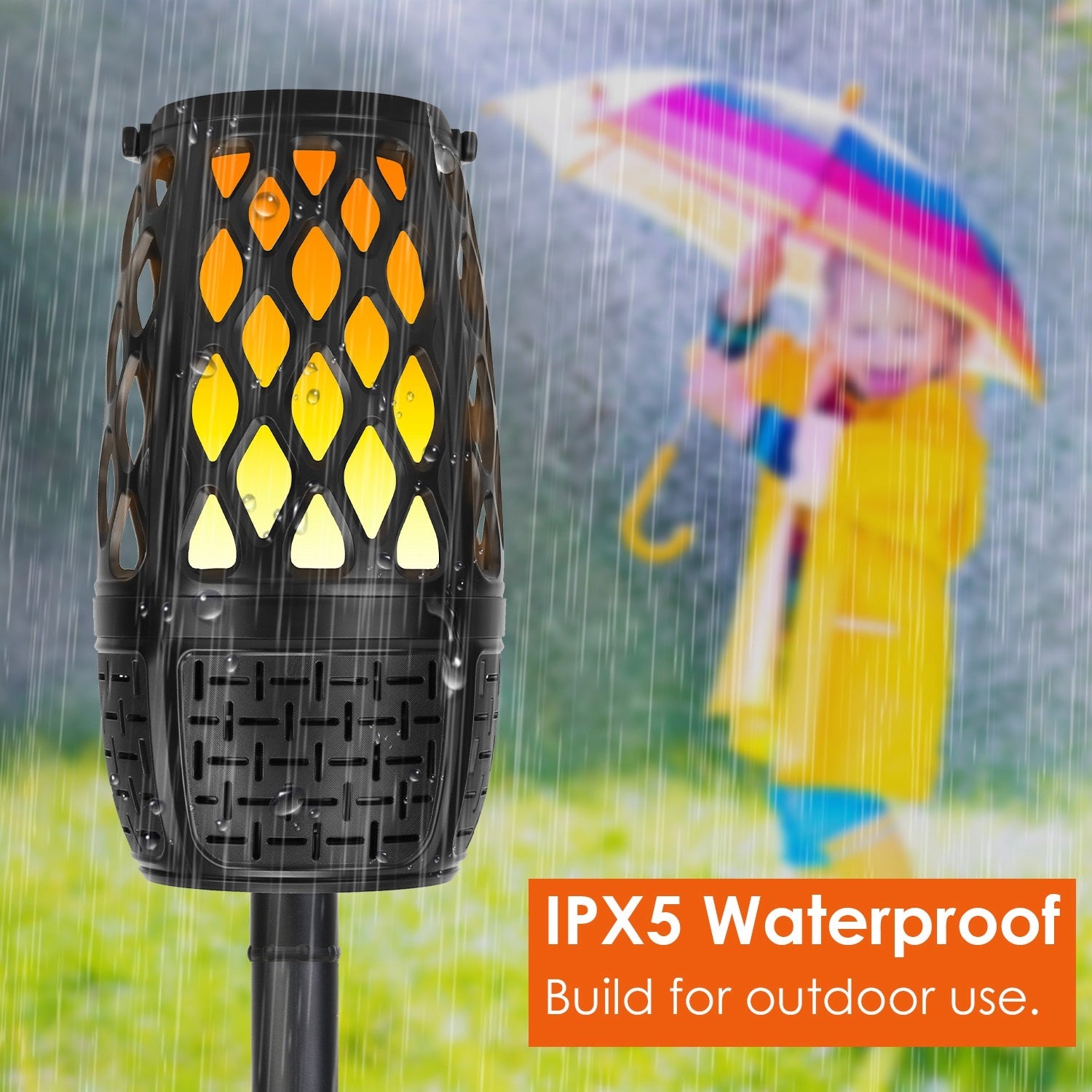 1Pc 4 In 1 Wireless 5.3 Outdoor Speaker IPX5 Waterproof Patio Speaker LED Flame Speaker With 3 Flame Light Modes Hook Stake Wall Mount Holder Sync Up To 1,00 Speakers - DropOnline.co
