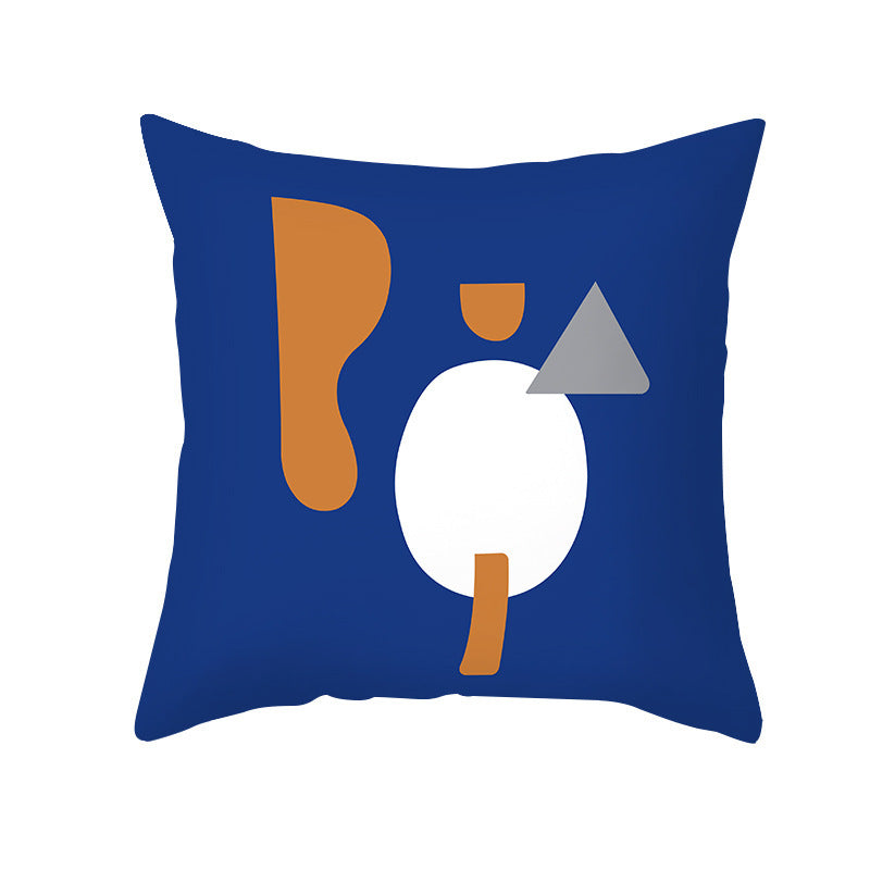 Ins Blue Abstract Super Soft Printing Pillowcase - Retro Art Sofa Cushion for Modern Home - DropOnline.co