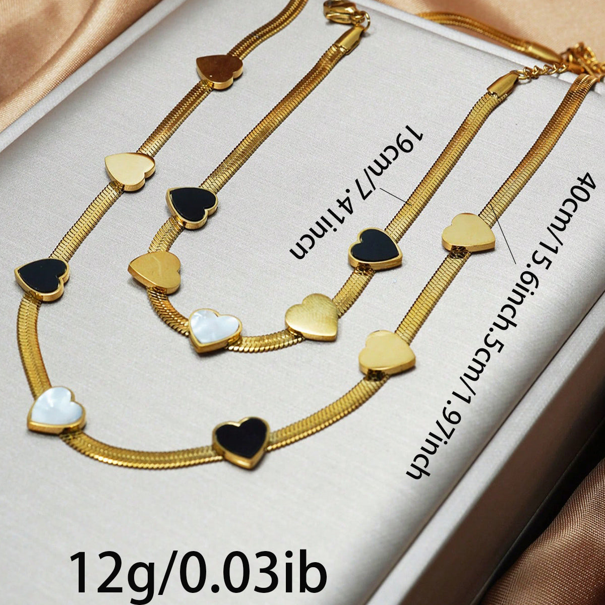 Lxalry 18K Gold Plated Stainless Steel Heart Necklace & Bracelet Set For Women - Waterproof, Hypoallergenic, Elegant Jewelry Gift For Girlfriend, Birthday, Valentines Day, Summer, Daily Wear - DropOnline.co
