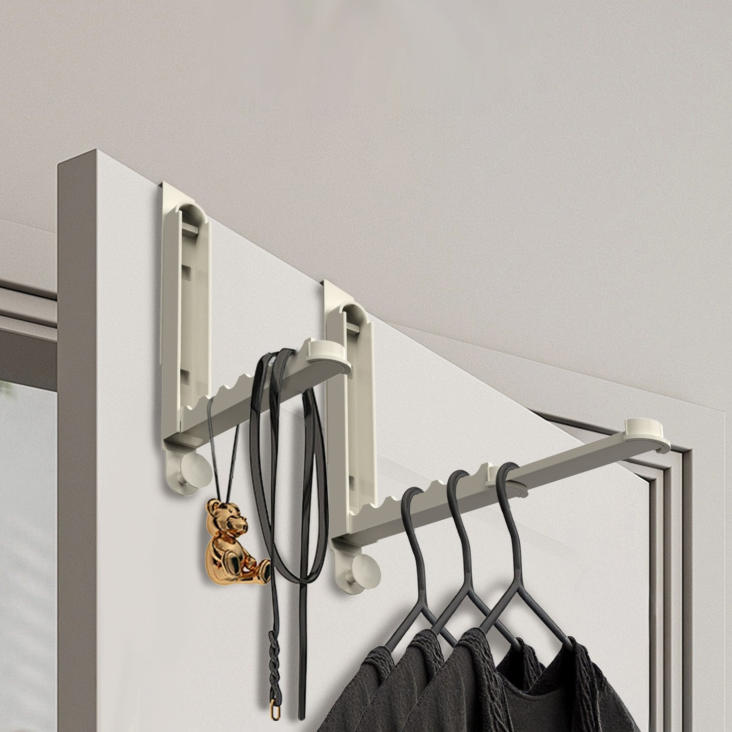 2Pcs Over The Door Hanger Hooks For Clothes Foldable Clothes Drying Rack For Laundry Coats Towels Portable Clothing Hanger Hook For 1.81In Thickness Door Maximum - DropOnline.co