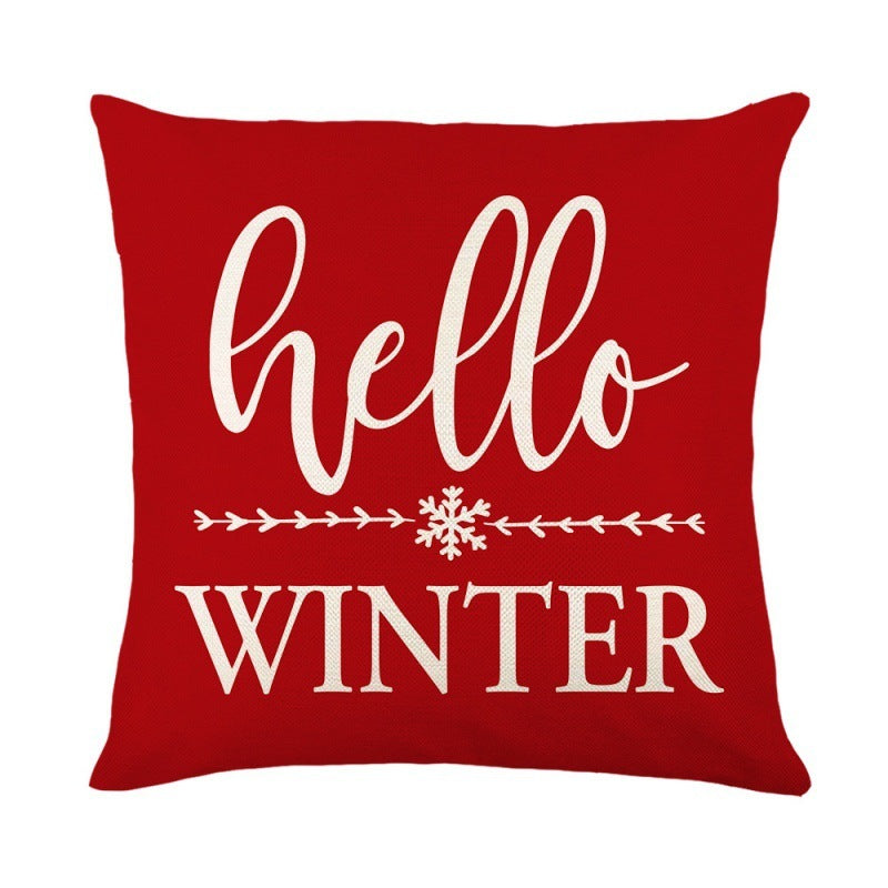 Christmas Pillow Cover Festival Festive Linen Printing Living Room Home Cushion Cover Bedroom Pillow - DropOnline.co
