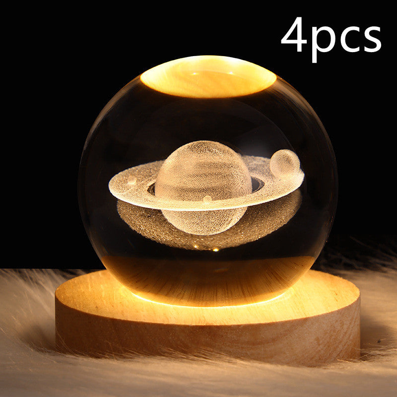 LED Night Light Galaxy Crystal Ball Table Lamp 3D Planet Moon Lamp Bedroom Home Decor For Kids Party Children Birthday Gifts - DropOnline.co