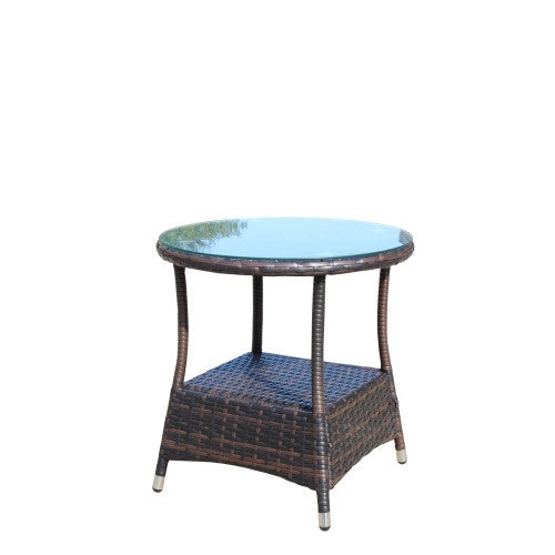 Outdoor Patio Furniture 1 Round Coffee Table With Clear Tempered Glass - DropOnline.co