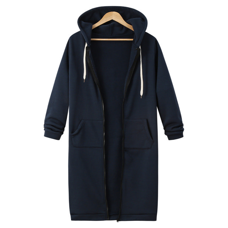 Hooded Long Sleeve Sweater Fleece Long Jacket - DropOnline.co