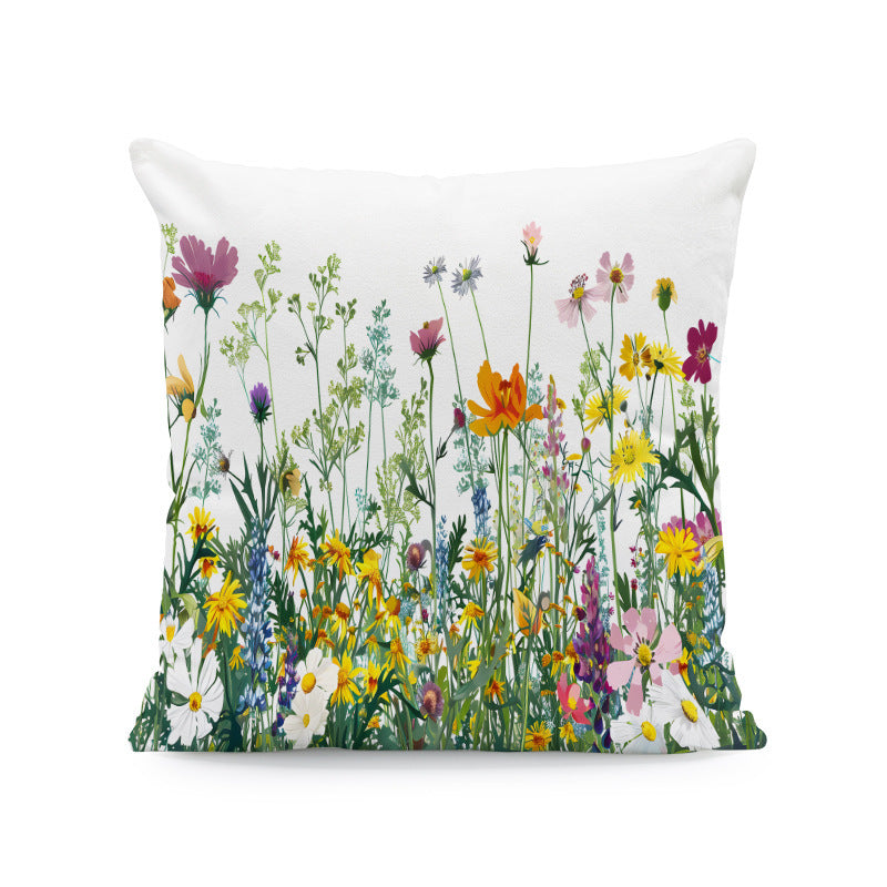 Ink-painting Plum Blossom Yellow Flower Sofa Cushion Cover Without Pillow Core - DropOnline.co