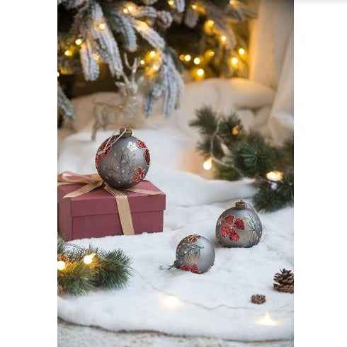 Christmas Ball Ornaments - 4.7" Glass Decorative Hanging Ornaments Set of 4 - DropOnline.co