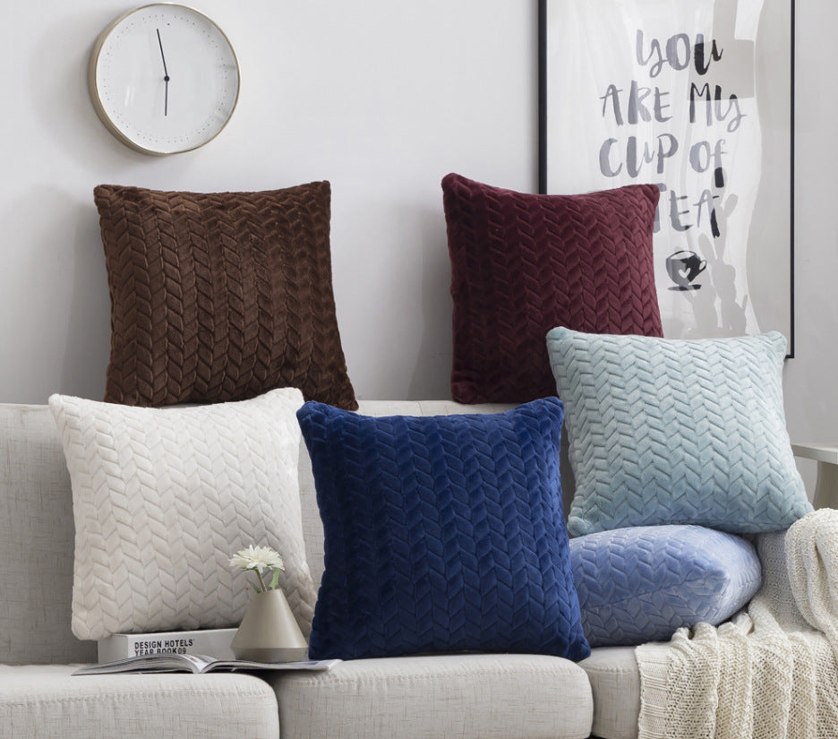 Flannel Leaf Flower Cushion Cover Sofa Cushion Fabric Sofa Hugging Pillow Cover - DropOnline.co