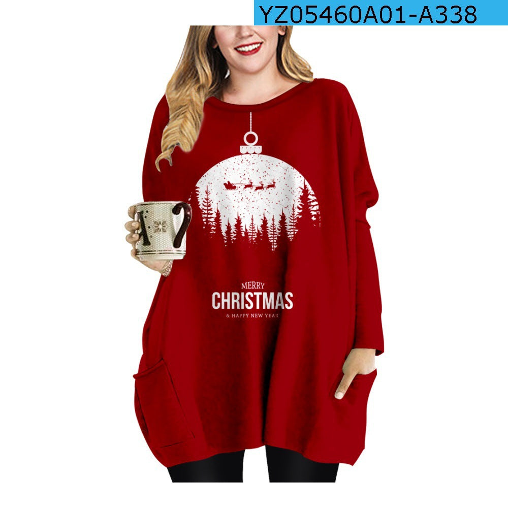 Long Christmas Snowflake Element Round Neck Dress