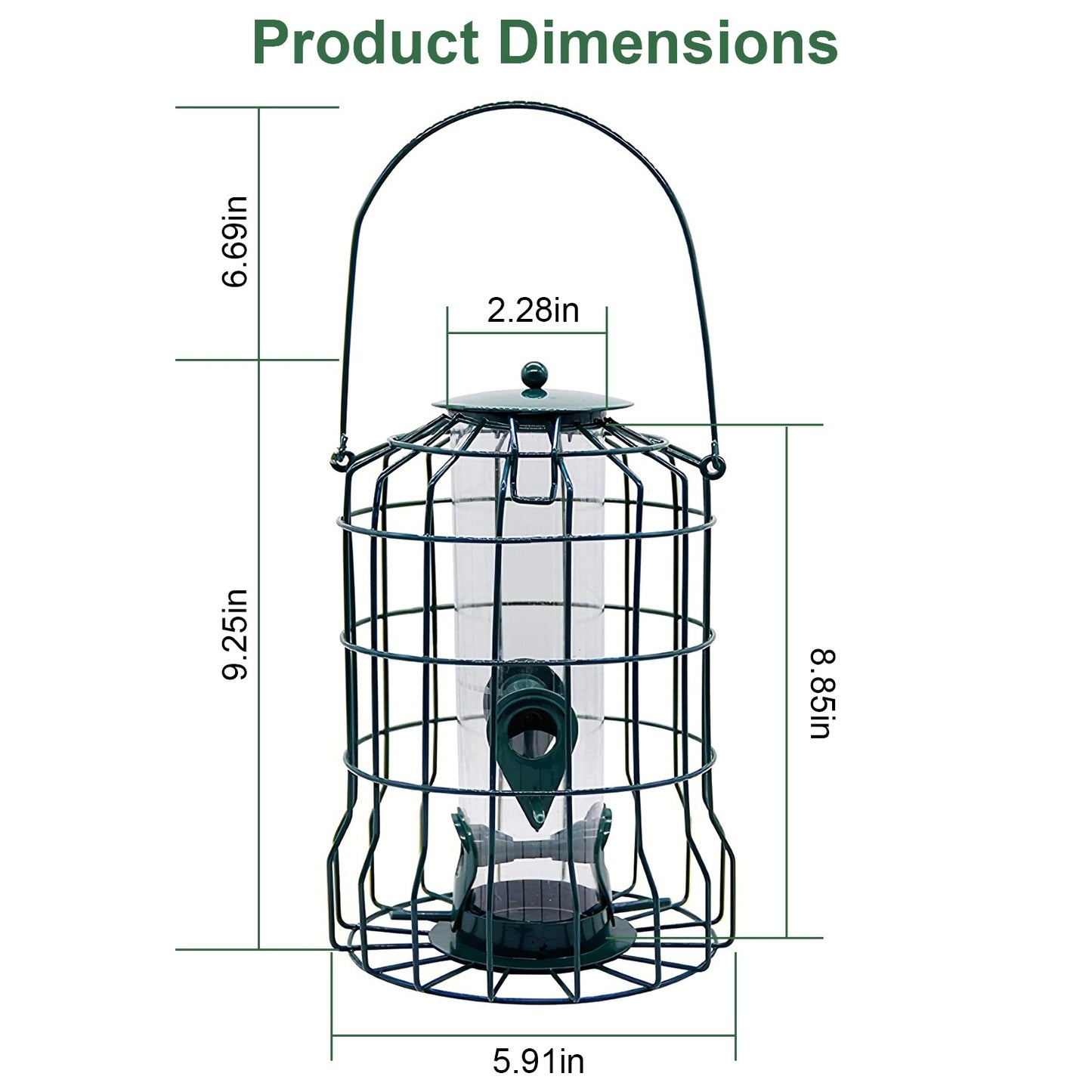 1Pc Outdoor Wild Bird Feeder Squirrel-Proof Chew-Proof Metal Hanging Seed Feeder With 4 Feeding Port For Small Songbirds - DropOnline.co